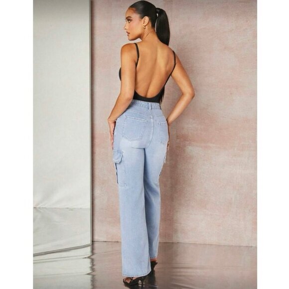 SHEIN Black Ribbed Low Back Thong Bodysuit Women’s Size Small EUC - Picture 3 of 7